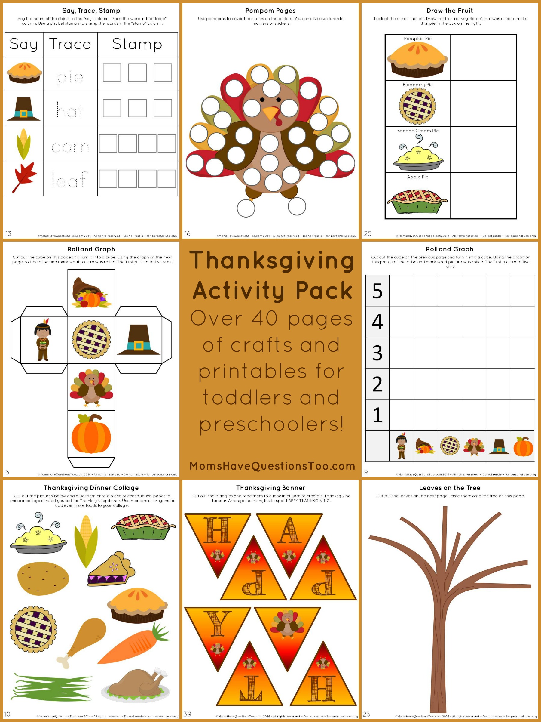 thanksgiving activity pack with crafts and printables